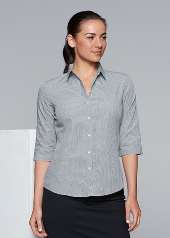 Wholesale 2901T Aussie Pacific Ladies Toorak Check 3/4 Sleeve Shirt Printed or Blank