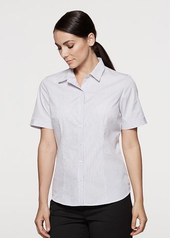 Wholesale 2906S Aussie Pacific Ladies Bayview Wide Stripe Short Sleeve Shirt Printed or Blank
