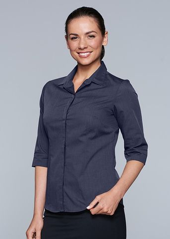 Wholesale 2902T Aussie Pacific Ladies Grange Check 3/4 Sleeve Shirt Printed or Blank