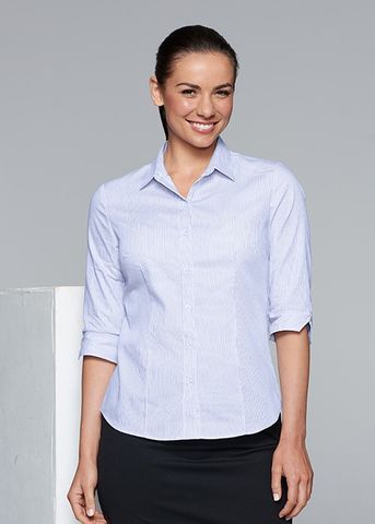 Load image into Gallery viewer, Wholesale 2900T Aussie Pacific Ladies Henley Striped 3/4 Sleeve Shirt Printed or Blank
